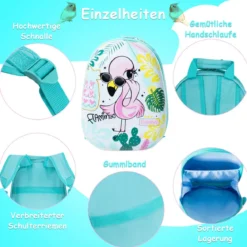 2 tlg Kindergepäck Flamingosblid Reisekoffer Kinderkoffer + Rucksack Blau