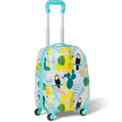 2 tlg Kindergepäck Flamingosblid Reisekoffer Kinderkoffer + Rucksack Blau
