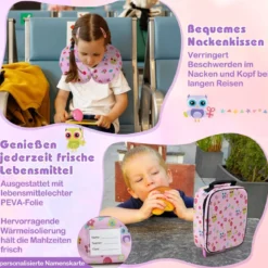 5tlg. Kindergepäckset 16-Zoll-Rollkoffer mit Rucksack & Nackenkissen & Gepäckanhänger & Lunchbox