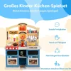 42 TLG. Kinderküche inkl. Zubehör Spielküche mit Lichter & Dampf & Musik & Sound Blau