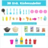38 TLG. Kinderküche mit Lichter Kinderspielküche mit Wasserpumpe Blau