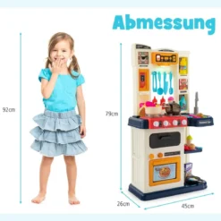 38 TLG. Kinderküche mit Lichter Kinderspielküche mit Wasserpumpe Blau