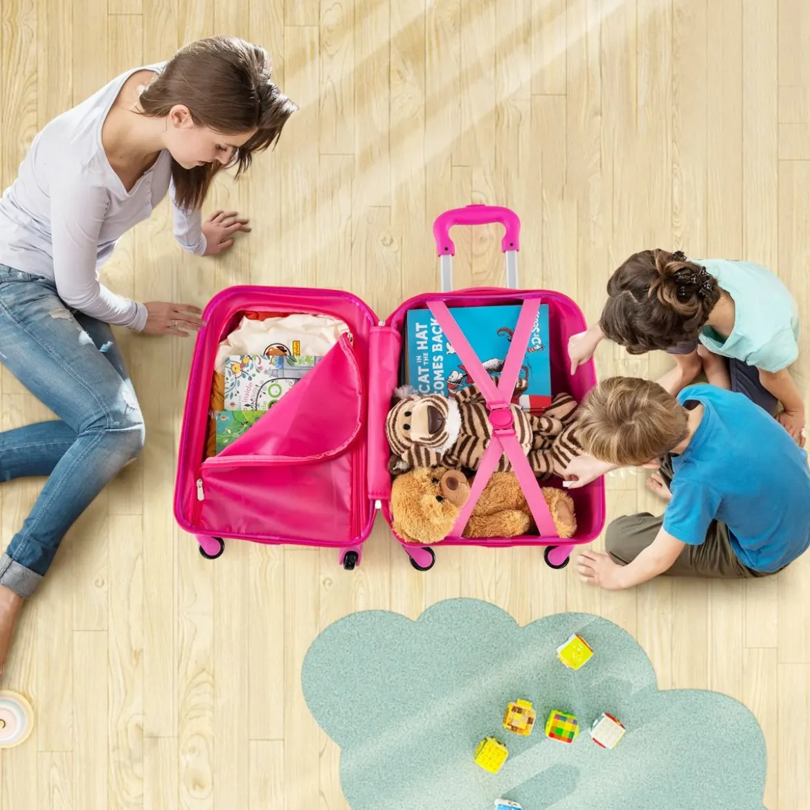 2tlg Kinderkoffer + Rucksack aus Kunststoff Kindertrolley Kindergepäck 12"+16" Mermaid