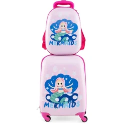 2tlg Kinderkoffer + Rucksack aus Kunststoff Kindertrolley Kindergepäck 12