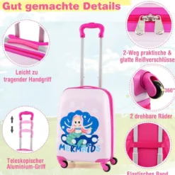 2tlg Kinderkoffer + Rucksack aus Kunststoff Kindertrolley Kindergepäck 12