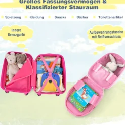 2tlg Kinderkoffer + Rucksack aus Kunststoff Kindertrolley Kindergepäck 12