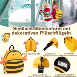 2tlg Kinderkoffer + Rucksack 47 cm Langer Aufsitzkoffer und 30 cm Breiter Rucksack Gelb
