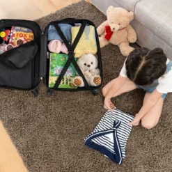 2 tlg Kinderkoffer + Rucksack Kindertrolley aus Kunststoff Kinder Kofferset Weltraum-Dinosaurier