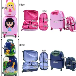 2 tlg Kinderkoffer + Rucksack Kofferset Reisegepäck Rosa