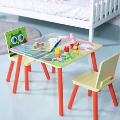 3 tlg. Kindersitzgruppe Kinderstühle und Tisch Maltisch Sitzgruppe Kindermöbel Holz