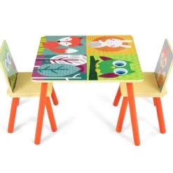 3 tlg. Kindersitzgruppe Kinderstühle und Tisch Maltisch Sitzgruppe Kindermöbel Holz