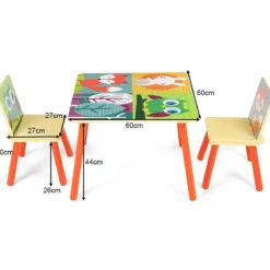 3 tlg. Kindersitzgruppe Kinderstühle und Tisch Maltisch Sitzgruppe Kindermöbel Holz