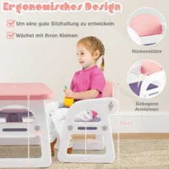 3tlg. Kindersitzgruppe mit Regal & Ablagefach zum Lesen für 1–5 Jahre Rosa & Lila
