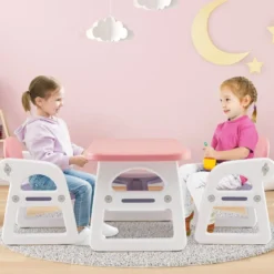 3tlg. Kindersitzgruppe mit Regal & Ablagefach zum Lesen für 1–5 Jahre Rosa & Lila