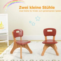 3tlg. Kindersitzgruppe Sitzgruppe Kindertisch&2 Kinderstühlen Aufbewahrungsboxen Braun
