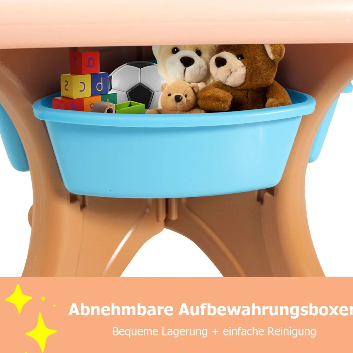3tlg. Kindersitzgruppe Sitzgruppe Kindertisch&2 Kinderstühlen Aufbewahrungsboxen Braun