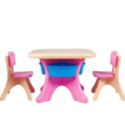 3tlg. Kindersitzgruppe Sitzgruppe Kindertisch&2 Kinderstühlen Aufbewahrungsboxen Rosa
