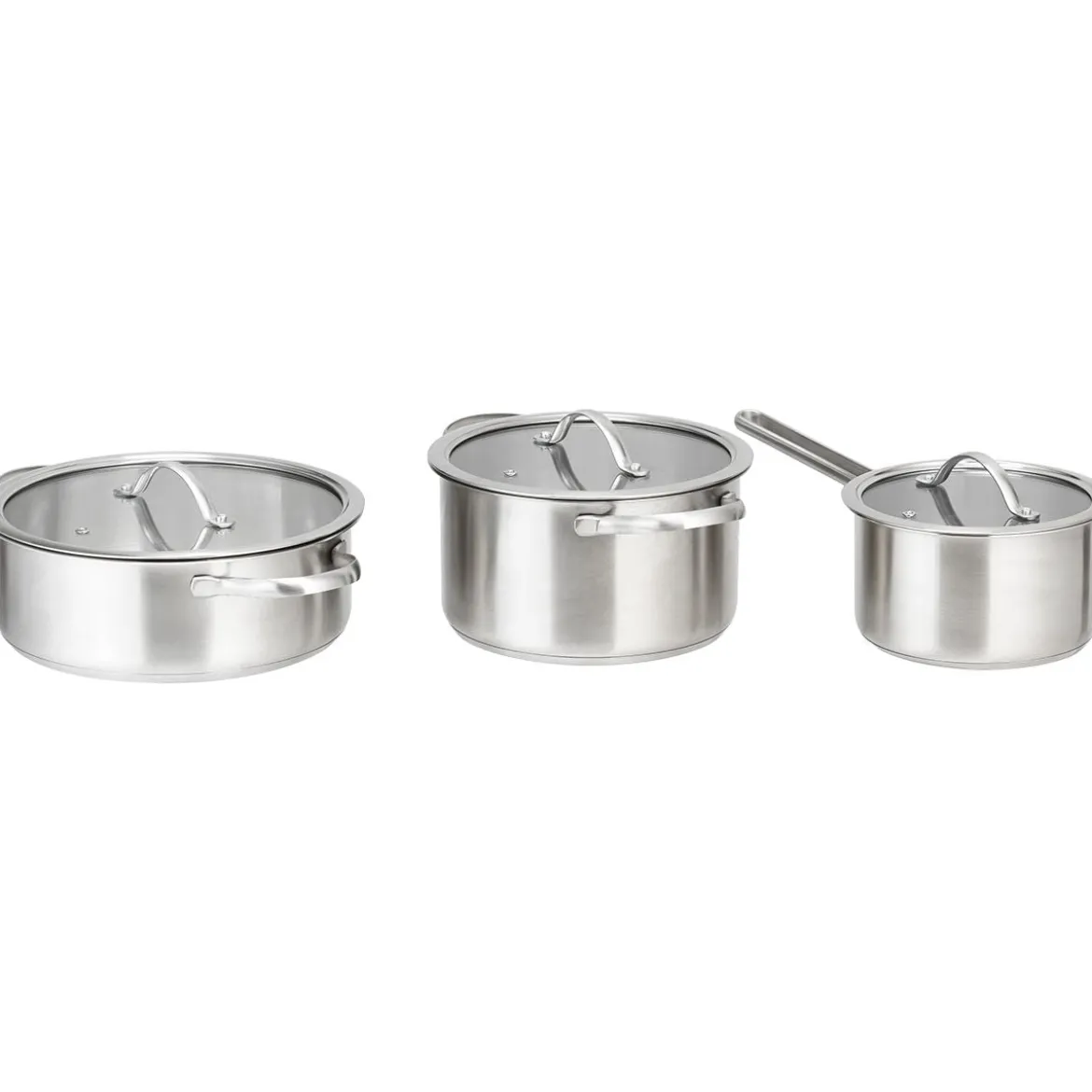 3 tlg Kochgeschirr Set Rostfrei Kochset Kochtöpfe mit Glasdeckel Edelstahl Silbrig
