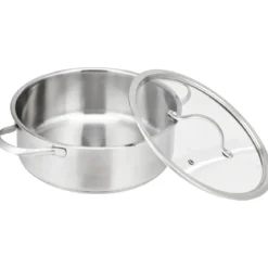 3 tlg Kochgeschirr Set Rostfrei Kochset Kochtöpfe mit Glasdeckel Edelstahl Silbrig