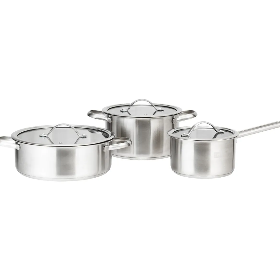 3 tlg Kochgeschirr Set Rostfrei Kochset Kochtöpfe mit Glasdeckel Edelstahl Silbrig