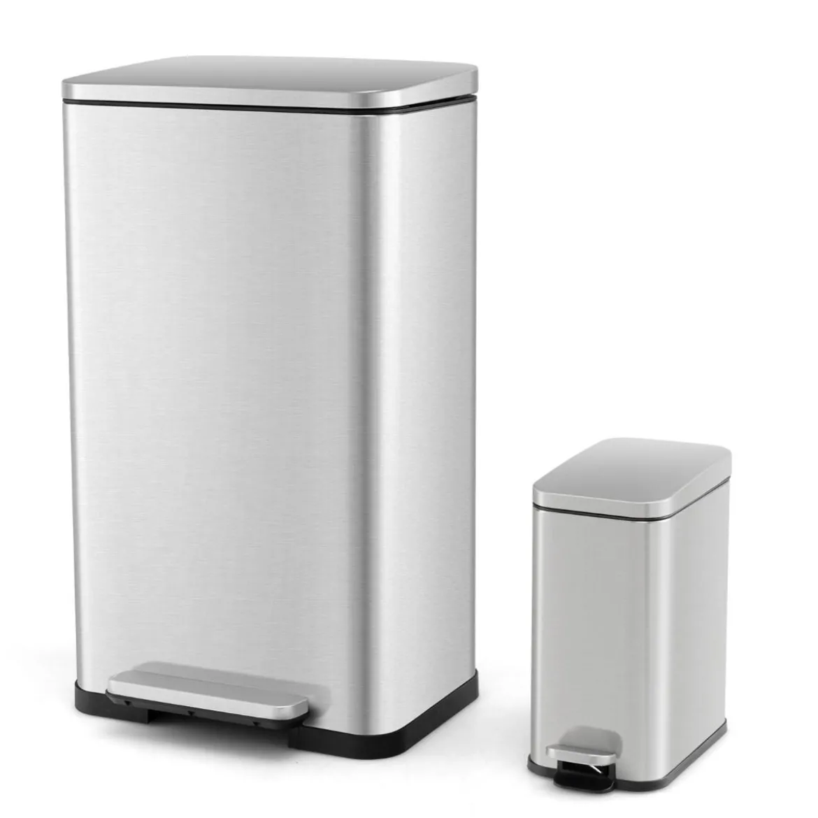 2 tlg. Mülleimer-Set 40L & 6L Setz-Abfalleimer-Kombination mitAufklapp- & Soft-Close-Deckel