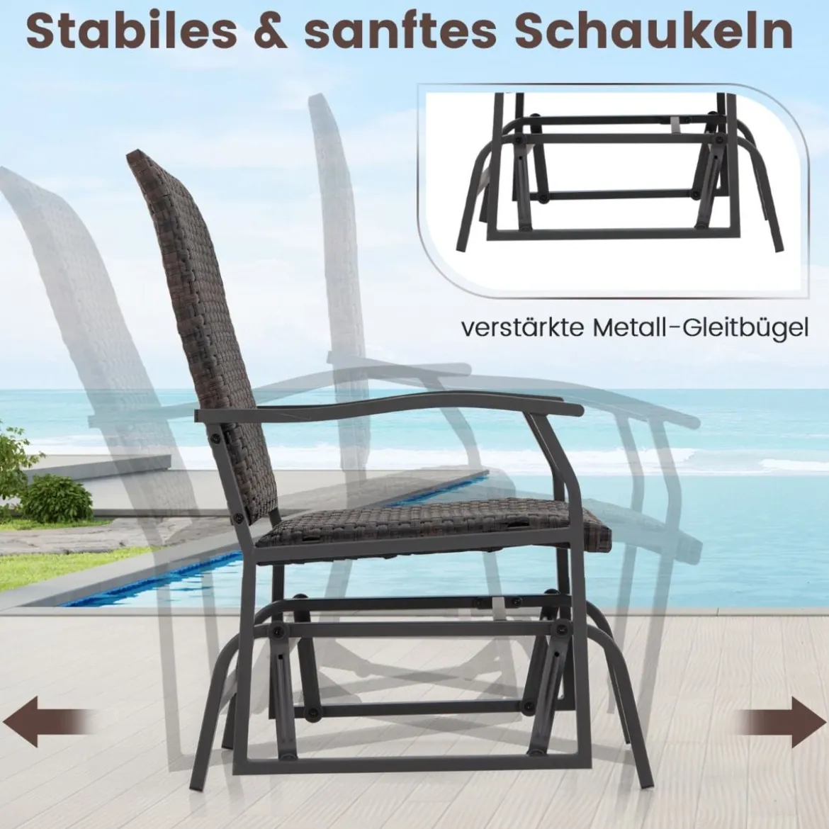 3tlg. Rattan Balkonmöbel Set Balkonset mit 2 Stühlen & Tisch Gartenmöbel mit Gepolstertem Sitz