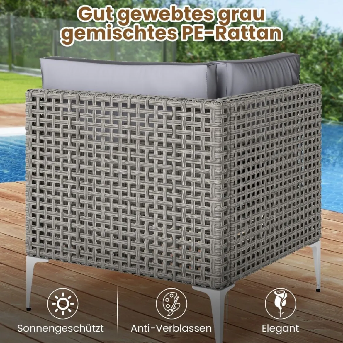 5-TLG Rattan Gartenmöbel Set Balkonmöbel Set mit Sitz- & Rückenkissen Gartengarnitur