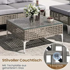 5-TLG Rattan Gartenmöbel Set Balkonmöbel Set mit Sitz- & Rückenkissen Gartengarnitur
