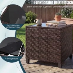 3-TLG. Rattan Gartenmöbel Set inkl. 2 Sessel & 1 Beistelltisch Polyrattan Sitzgruppe Gartengarnitur