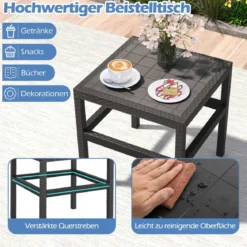 3tlg. Rattan Gartenmöbel Set Wetterfestes Balkonmöbel Balkonset inkl. 2 Stühle mit Tisch Schwarz