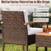 3tlg. Rattan Sitzgruppe Set mit 2 Sessel & 1 Beistelltisch Sitzgarnitur mit Akazienholzplatte & Sitzkissen Beige