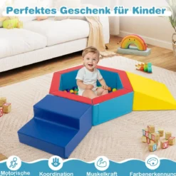3 TLG. Schaumstoff Bausteine mit Bällebad & 100 Ozeanbällen Softbausteine Kletterblöcke