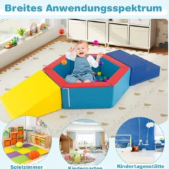 3 TLG. Schaumstoff Bausteine mit Bällebad & 100 Ozeanbällen Softbausteine Kletterblöcke