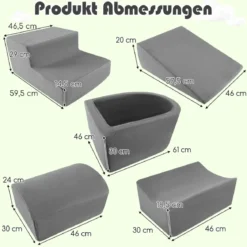 5 TLG. Schaumstoffbausteine Riesenbausteine mit Bällebad (ohne Bälle) Großbausteine zum Toben Rosa/Grau/Beige