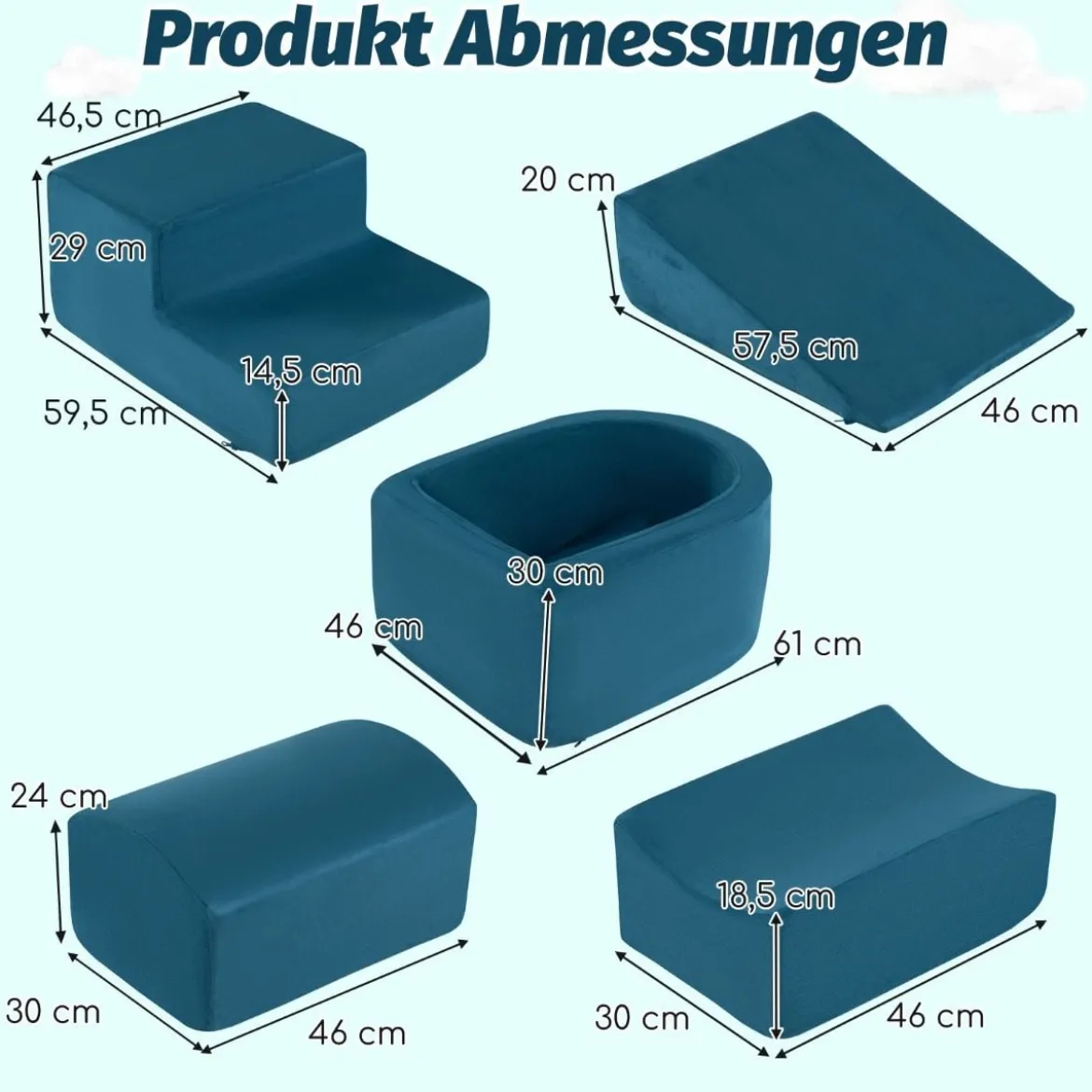 5 TLG. Schaumstoffbausteine Riesenbausteine mit Bällebad (ohne Bälle) Großbausteine zum Toben Rosa/Grau/Beige