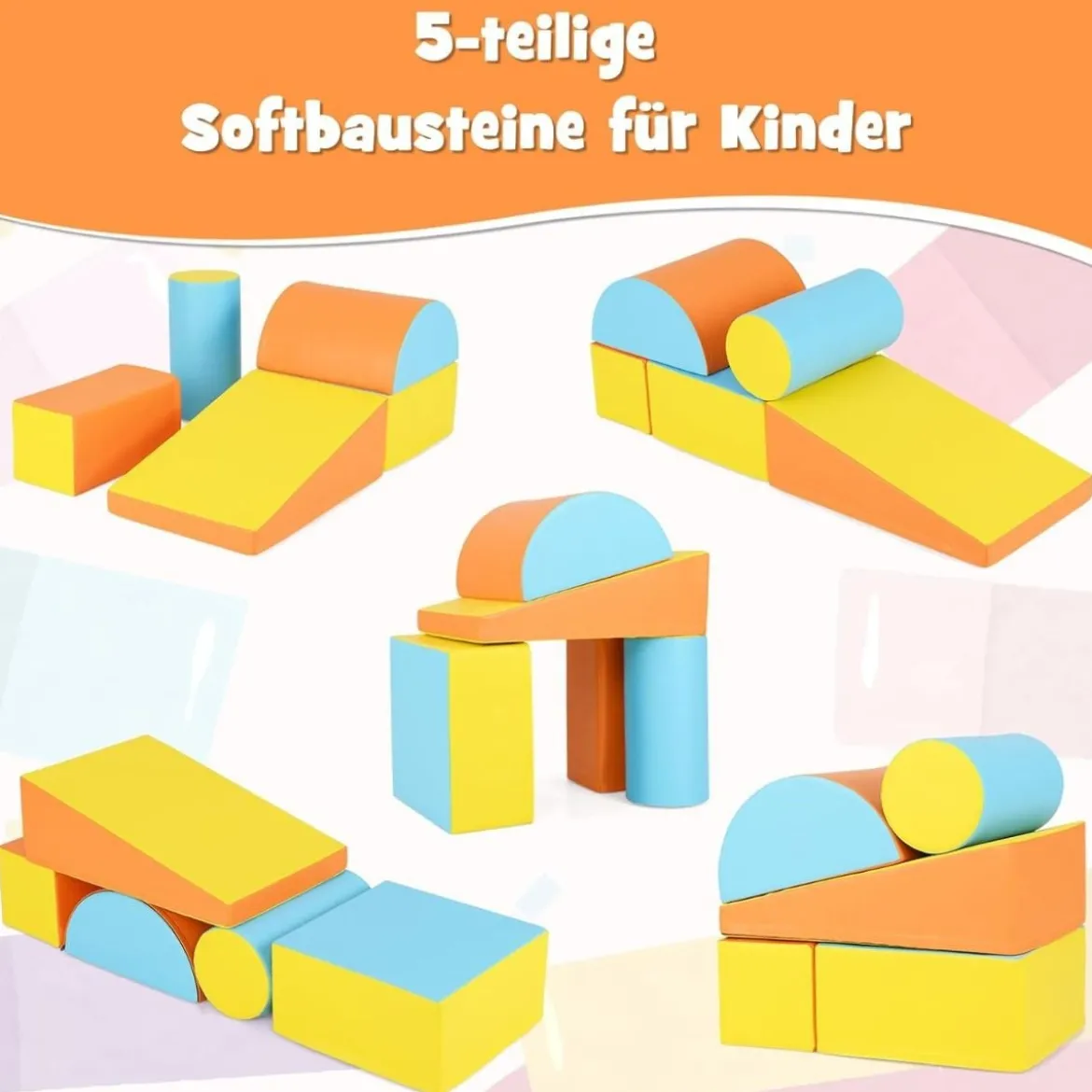 5 TLG. Schaumstoffbausteine Riesenbausteine zum Toben & Klettern Großbausteine Softbausteine