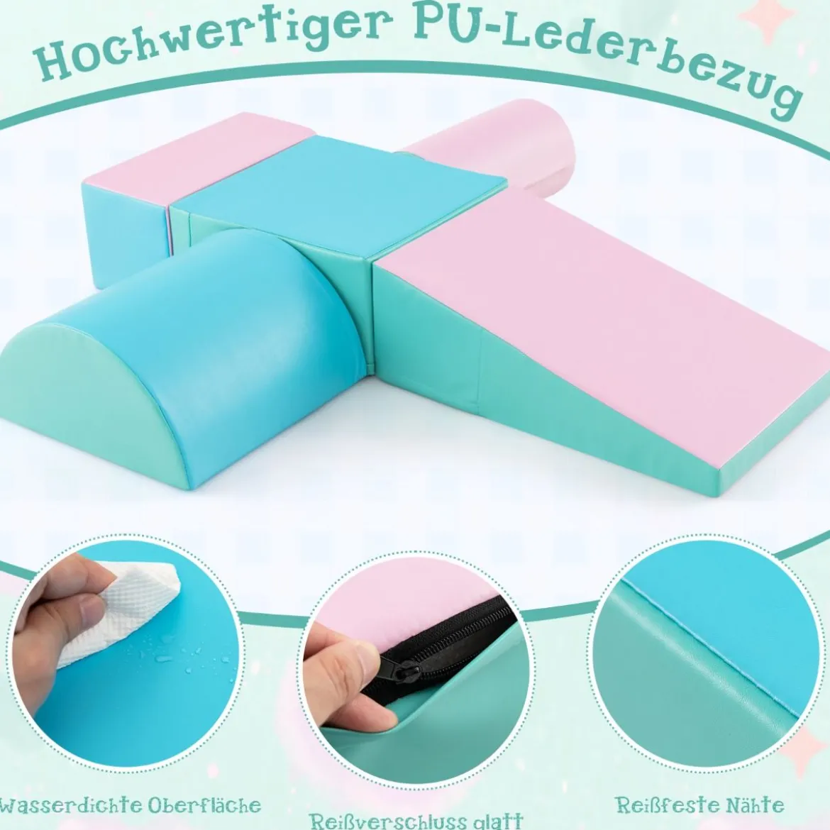5 TLG. Schaumstoffbausteine Riesenbausteine zum Toben & Klettern Großbausteine Softbausteine