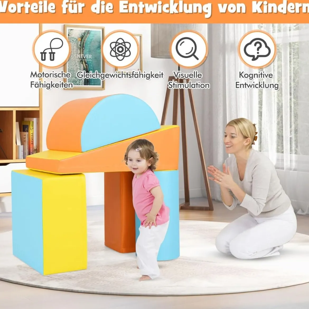 5 TLG. Schaumstoffbausteine Riesenbausteine zum Toben & Klettern Großbausteine Softbausteine