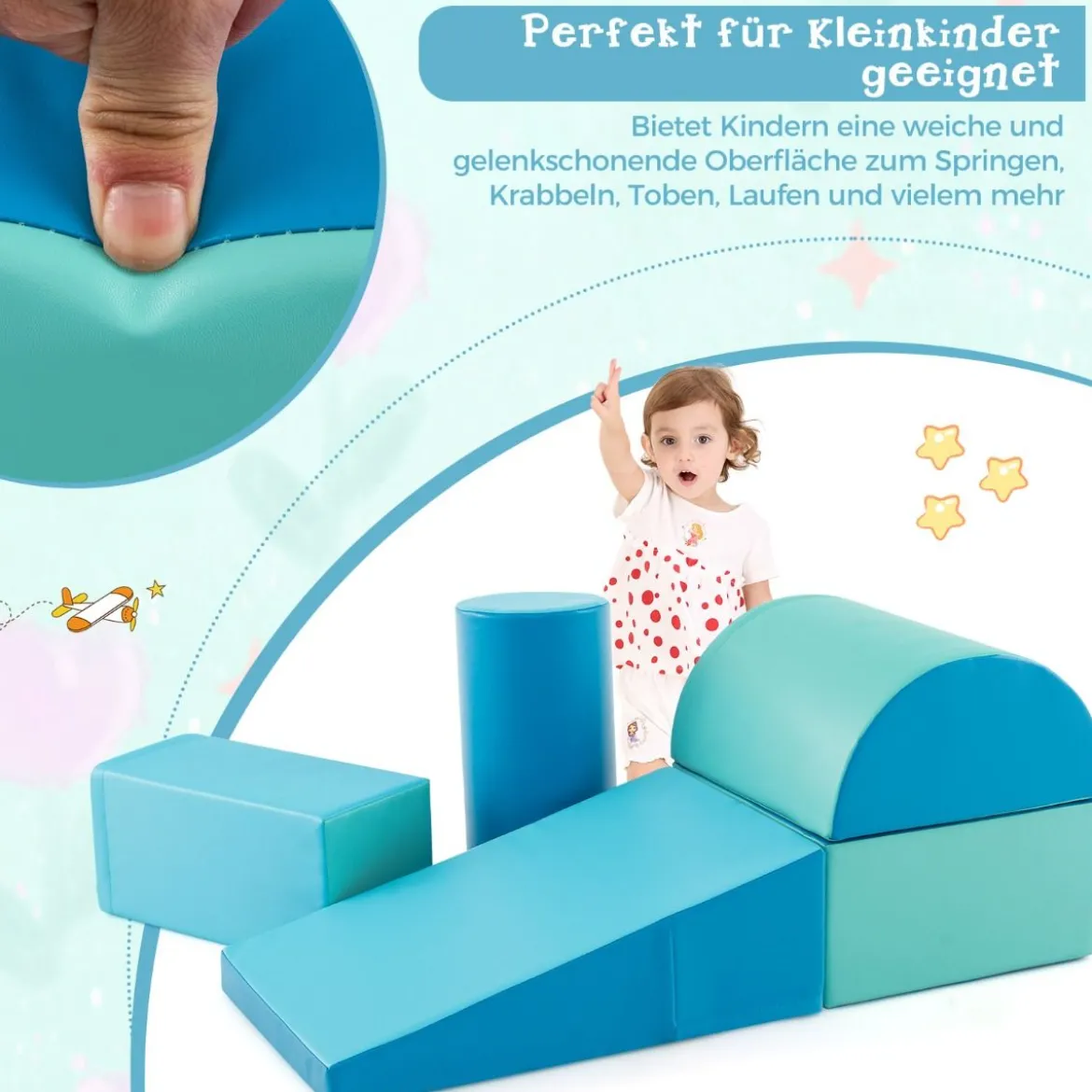 5 TLG. Schaumstoffbausteine Riesenbausteine zum Toben & Klettern Großbausteine Softbausteine