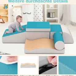 7 TLG. Schaumstoffbausteine Softbausteine zum Toben und Klettern Riesenbausteine aus Schaumstoff Grün
