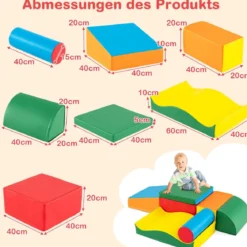7 TLG. Schaumstoffbausteine Softbausteine zum Toben und Klettern Riesenbausteine aus Schaumstoff