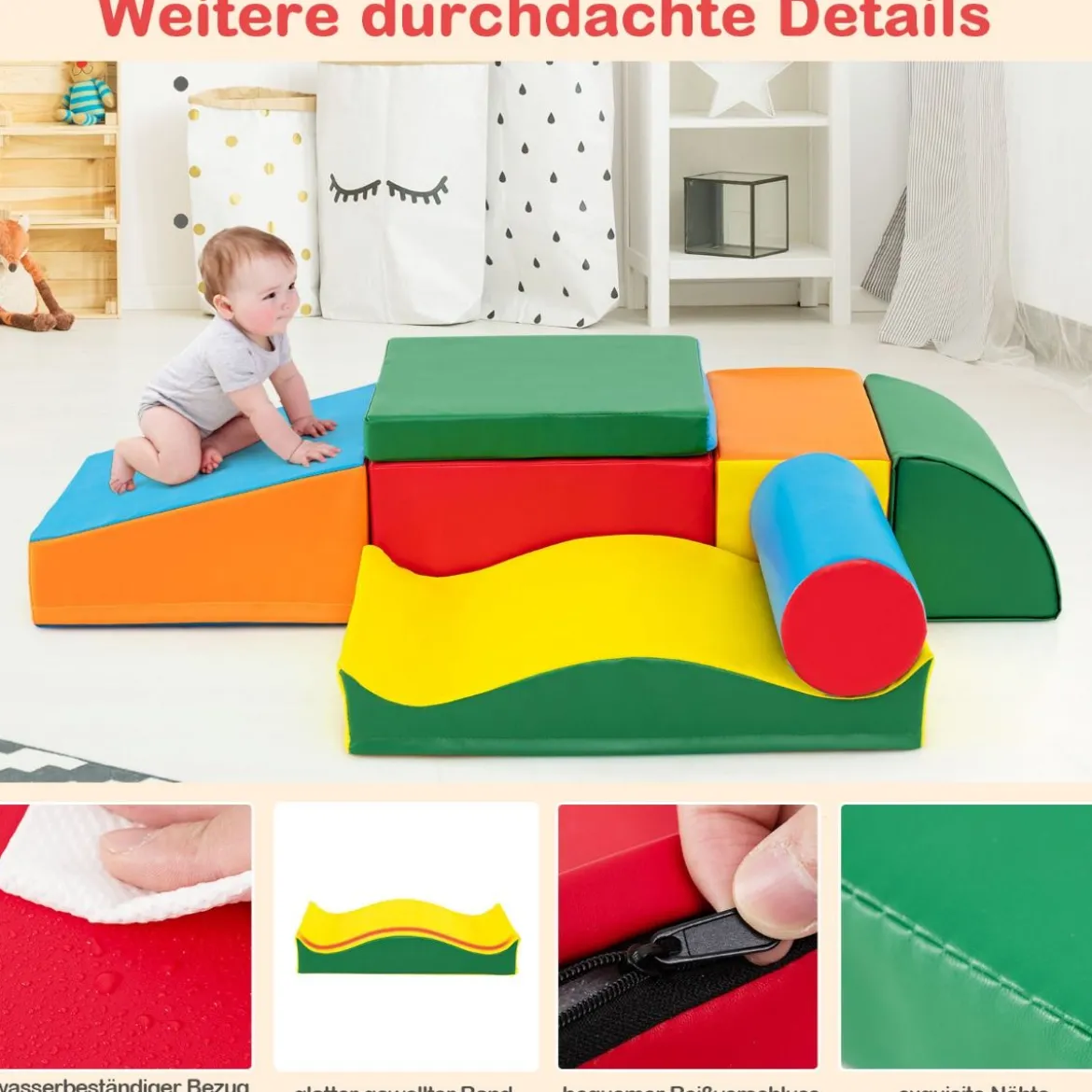 7 TLG. Schaumstoffbausteine Softbausteine zum Toben und Klettern Riesenbausteine aus Schaumstoff