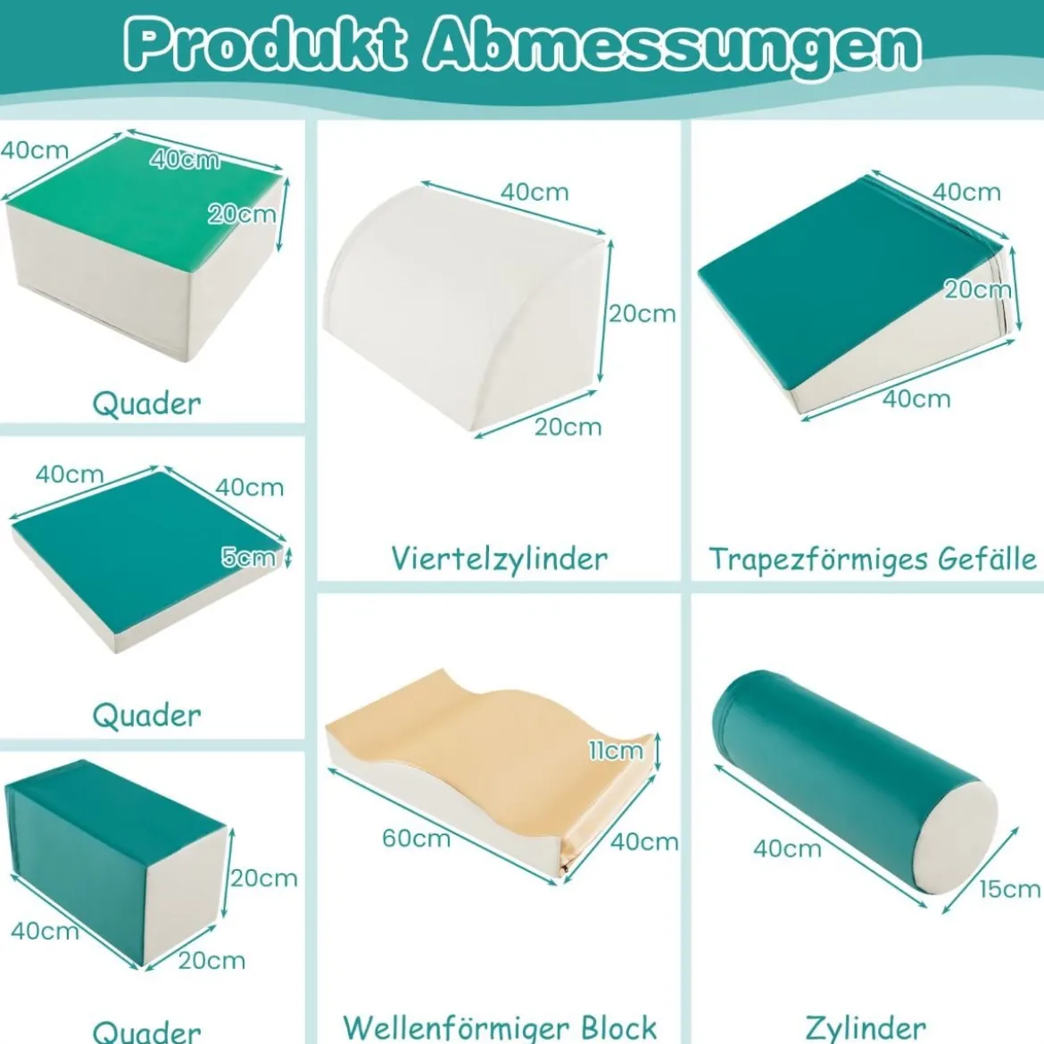 7 TLG. Schaumstoffbausteine zum Toben & Klettern Riesenbausteine aus Schaumstoff Softbausteine