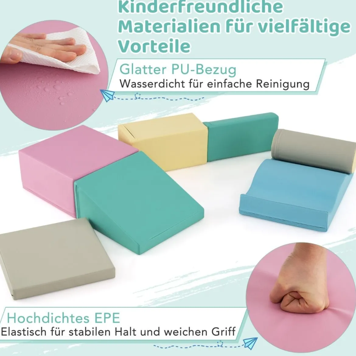 7 TLG. Schaumstoffbausteine zum Toben & Klettern Riesenbausteine aus Schaumstoff Softbausteine