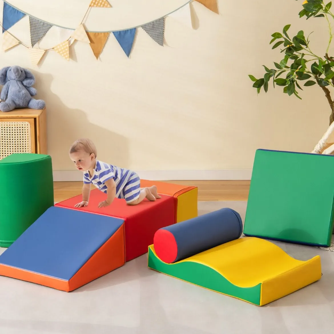 7 TLG. Schaumstoffbausteine zum Toben & Klettern Riesenbausteine aus Schaumstoff Softbausteine