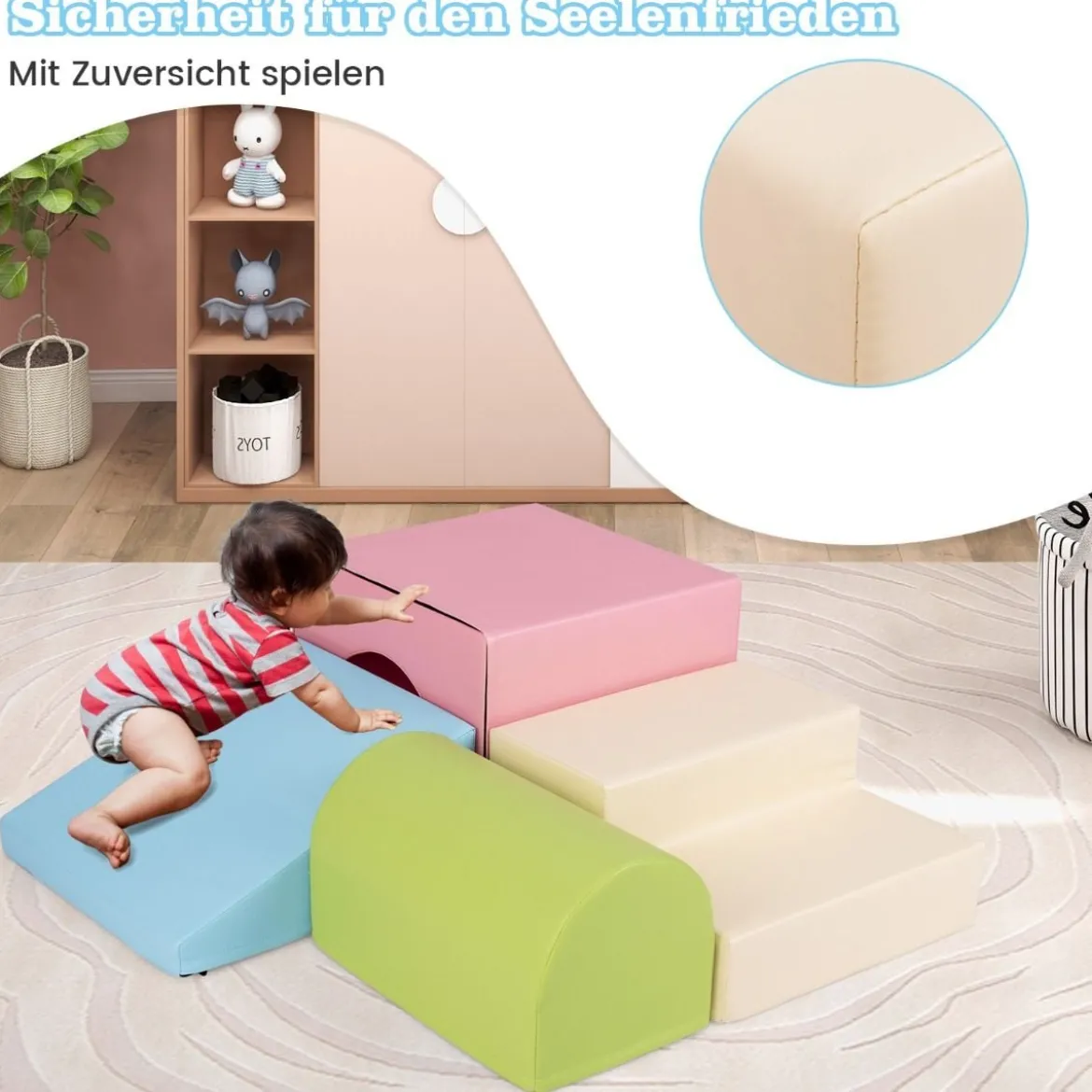 4 TLG. Schaumstoffbausteine zum Klettern & Toben Softbausteine Riesenbausteine Bauklötze mit Klettverschlüsse
