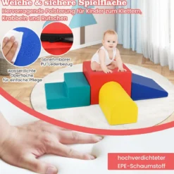 4 TLG. Schaumstoffbausteine zum Klettern & Toben Softbausteine Riesenbausteine Bauklötze mit Klettverschlüsse