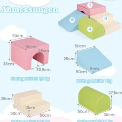 4 TLG. Schaumstoffbausteine zum Klettern & Toben Softbausteine Riesenbausteine Bauklötze mit Klettverschlüsse