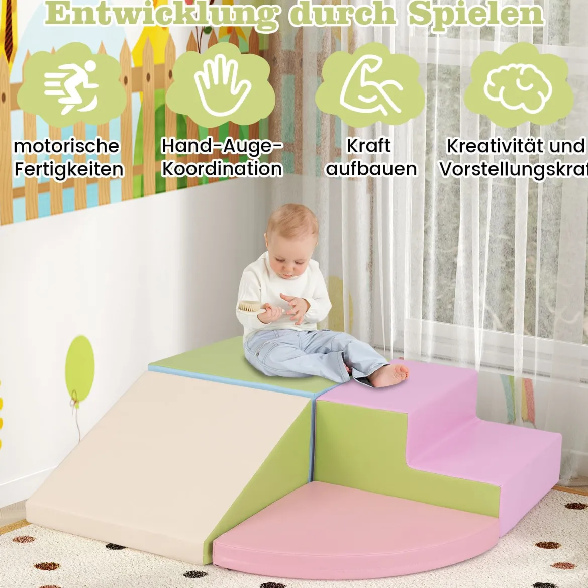 4 TLG. Schaumstoffbausteine zum Toben & Klettern Riesenbausteine Großbausteine