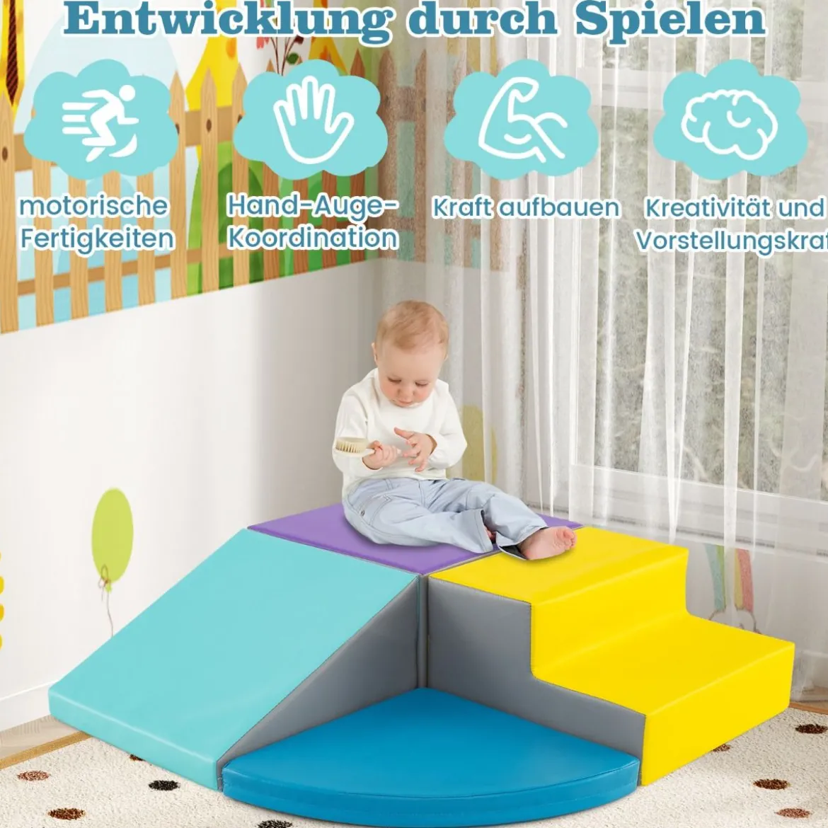 4 TLG. Schaumstoffbausteine zum Toben & Klettern Riesenbausteine Großbausteine